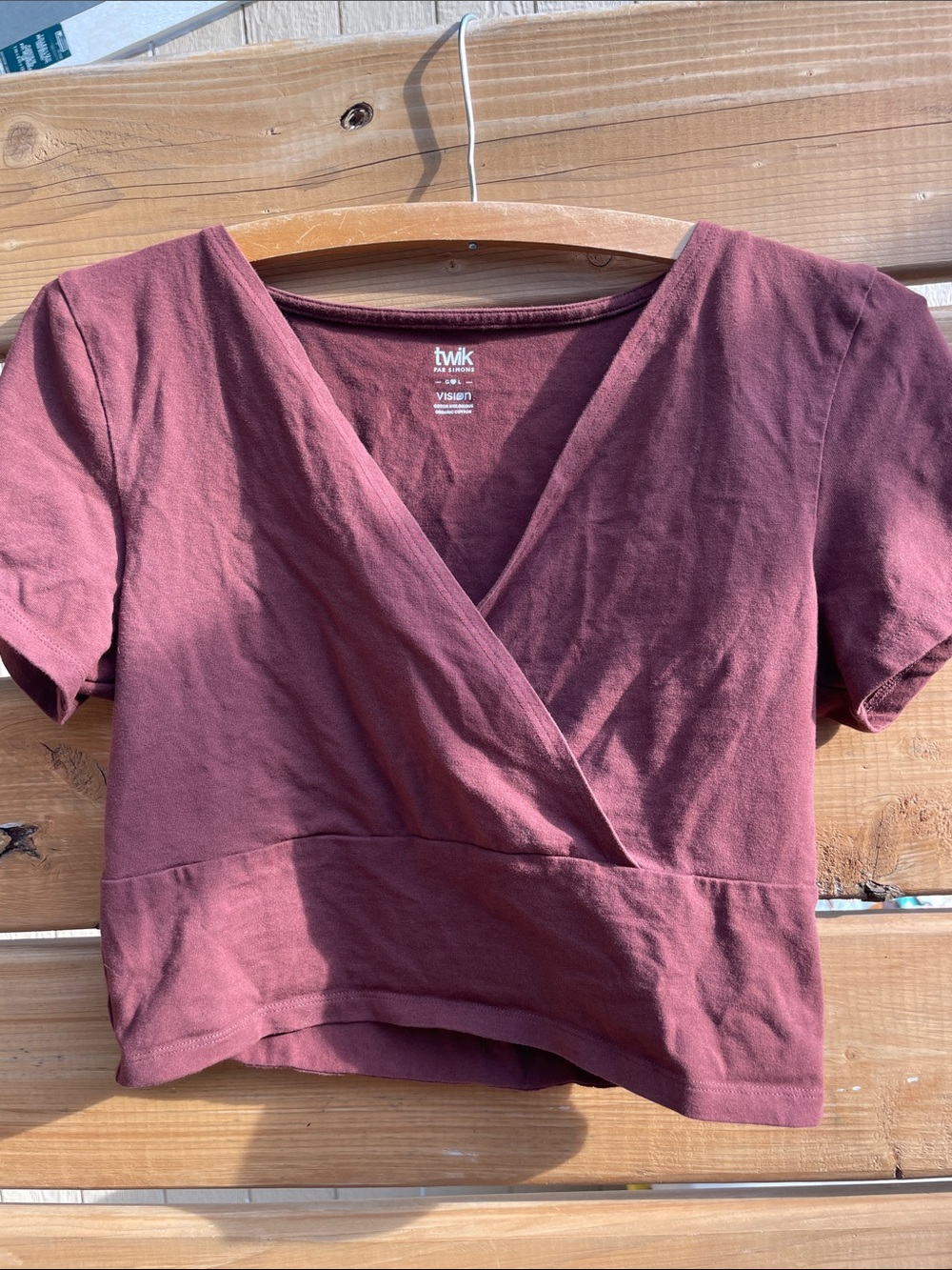 twik Dusty Mauve / Brown Wrap Crop Top 100% Organic Cotton